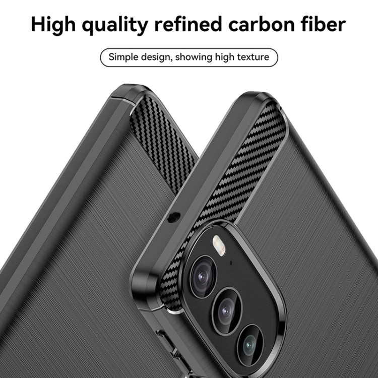 For Motorola Edge 30 Pro Brushed Texture Carbon Fiber TPU Phone Case(Black) - Motorola Cases by PMC Jewellery | Online Shopping South Africa | PMC Jewellery | Buy Now Pay Later Mobicred