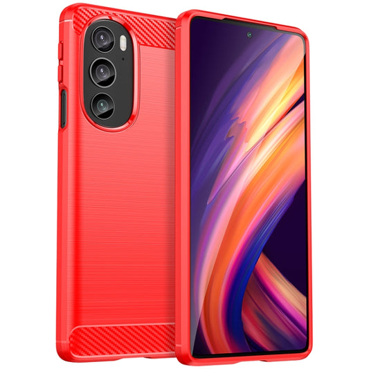 For Motorola Edge 30 Pro Brushed Texture Carbon Fiber TPU Phone Case(Red) - Motorola Cases by PMC Jewellery | Online Shopping South Africa | PMC Jewellery | Buy Now Pay Later Mobicred