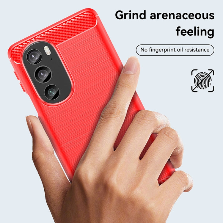 For Motorola Edge 30 Pro Brushed Texture Carbon Fiber TPU Phone Case(Red) - Motorola Cases by PMC Jewellery | Online Shopping South Africa | PMC Jewellery | Buy Now Pay Later Mobicred