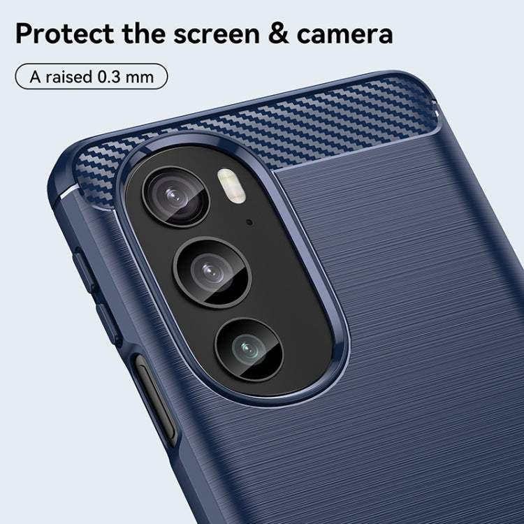 For Motorola Edge 30 Pro Brushed Texture Carbon Fiber TPU Phone Case(Blue) - Motorola Cases by PMC Jewellery | Online Shopping South Africa | PMC Jewellery | Buy Now Pay Later Mobicred