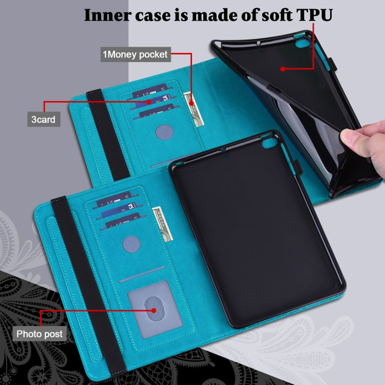 For Samsung Galaxy Tab S9 Lace Flower Embossing Pattern Leather Tablet Case(Blue) - free shipping - PMC Jewellery - Order now!