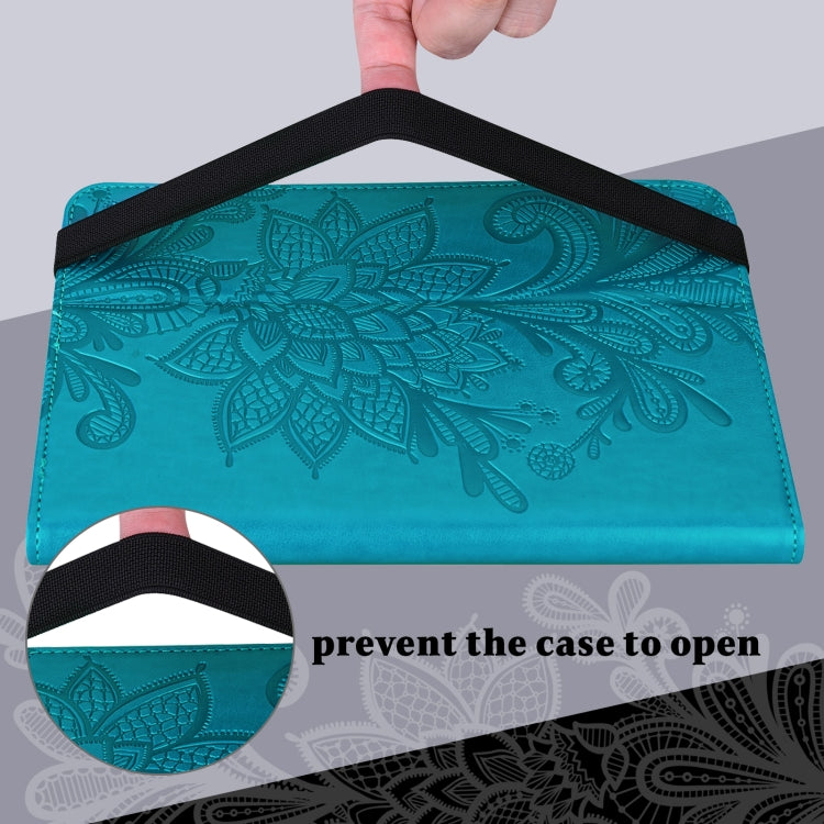 For Samsung Galaxy Tab S9 Lace Flower Embossing Pattern Leather Tablet Case(Blue) - free shipping - PMC Jewellery - Order now!