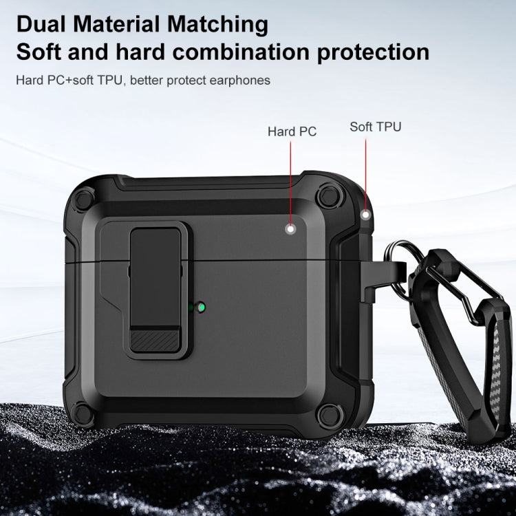 For AirPods 3 TPU + PC Wireless Bluetooth Earphone Protective Case with Switch Lock & Hook(Yellow) - For AirPods 3 by PMC Jewellery | Online Shopping South Africa | PMC Jewellery | Buy Now Pay Later Mobicred