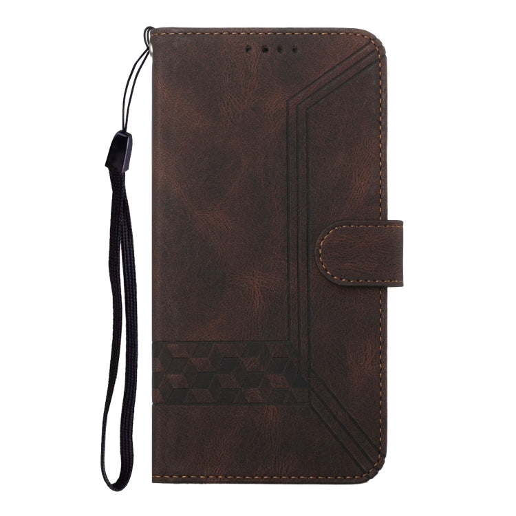 For iPhone SE 2024 Cubic Skin Feel Flip Leather Phone Case(Brown) - More iPhone Cases by PMC Jewellery | Online Shopping South Africa | PMC Jewellery | Buy Now Pay Later Mobicred