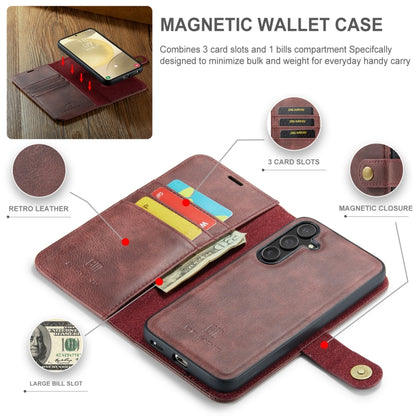 For Samsung Galaxy S24 5G DG.MING Crazy Horse Texture Detachable Magnetic Leather Case(Red) - Galaxy S24 5G Cases by DG.MING | Online Shopping South Africa | PMC Jewellery | Buy Now Pay Later Mobicred