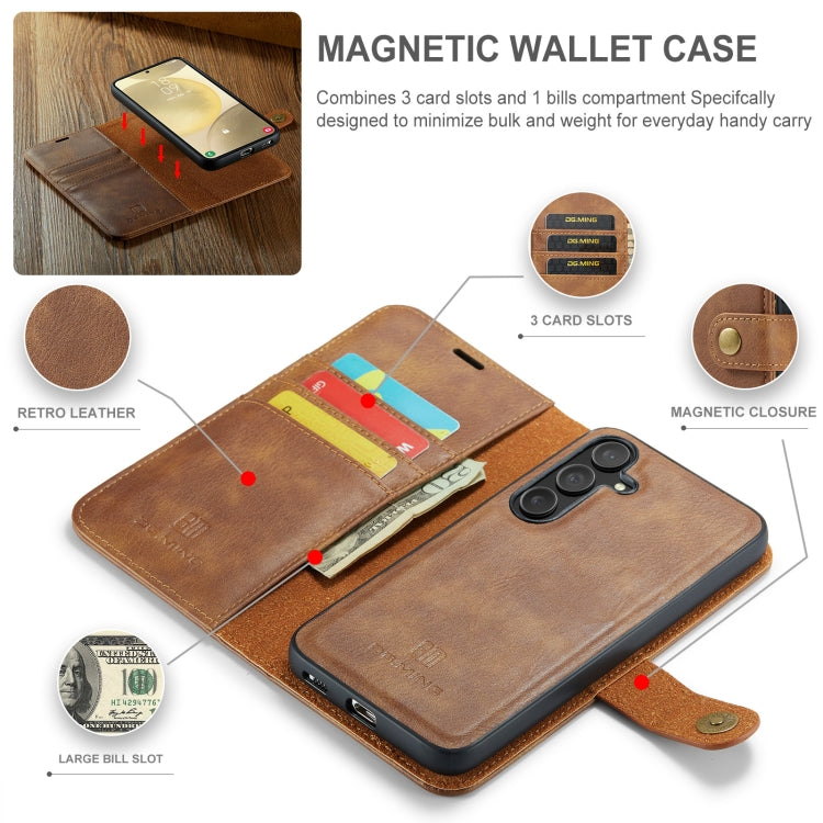 For Samsung Galaxy S24 5G DG.MING Crazy Horse Texture Detachable Magnetic Leather Case(Brown) - Galaxy S24 5G Cases by DG.MING | Online Shopping South Africa | PMC Jewellery | Buy Now Pay Later Mobicred