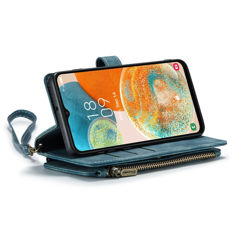 For Samsung Galaxy A23 CaseMe C30 Card Slots Zipper Wallet Leather Phone Case(Blue) - Galaxy Phone Cases by CaseMe | Online Shopping South Africa | PMC Jewellery | Buy Now Pay Later Mobicred