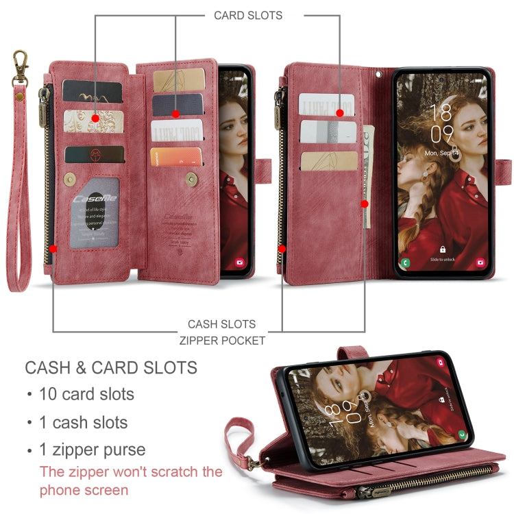 For Samsung Galaxy S23 FE CaseMe C30 Card Slots Zipper Wallet Leather Phone Case(Red) - Galaxy S23 FE 5G Cases by CaseMe | Online Shopping South Africa | PMC Jewellery | Buy Now Pay Later Mobicred