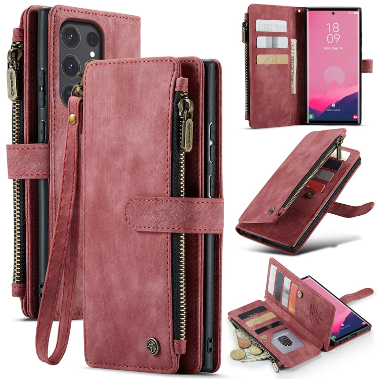 For Samsung Galaxy S24 Ultra 5G CaseMe C30 Card Slots Zipper Wallet Leather Phone Case(Red) - Galaxy S24 Ultra 5G Cases by CaseMe | Online Shopping South Africa | PMC Jewellery | Buy Now Pay Later Mobicred