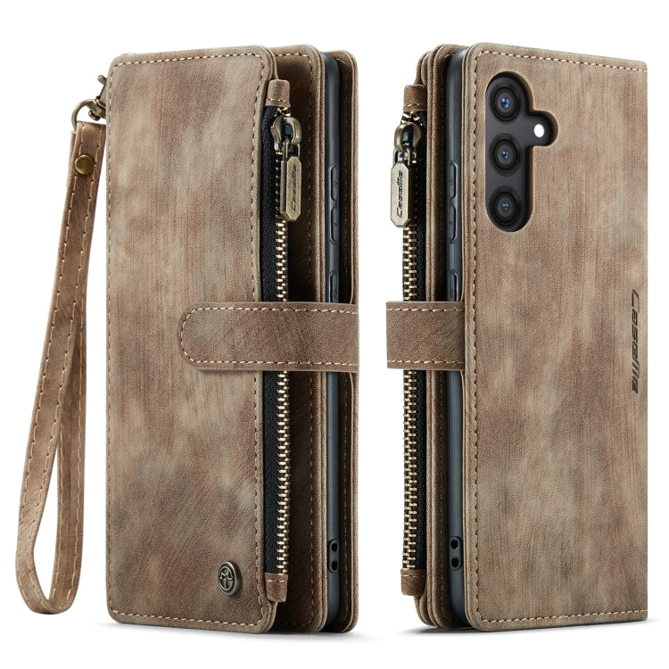 For Samsung Galaxy S24+ 5G CaseMe C30 Card Slots Zipper Wallet Leather Phone Case(Brown) - Galaxy S24+ 5G Cases by CaseMe | Online Shopping South Africa | PMC Jewellery | Buy Now Pay Later Mobicred