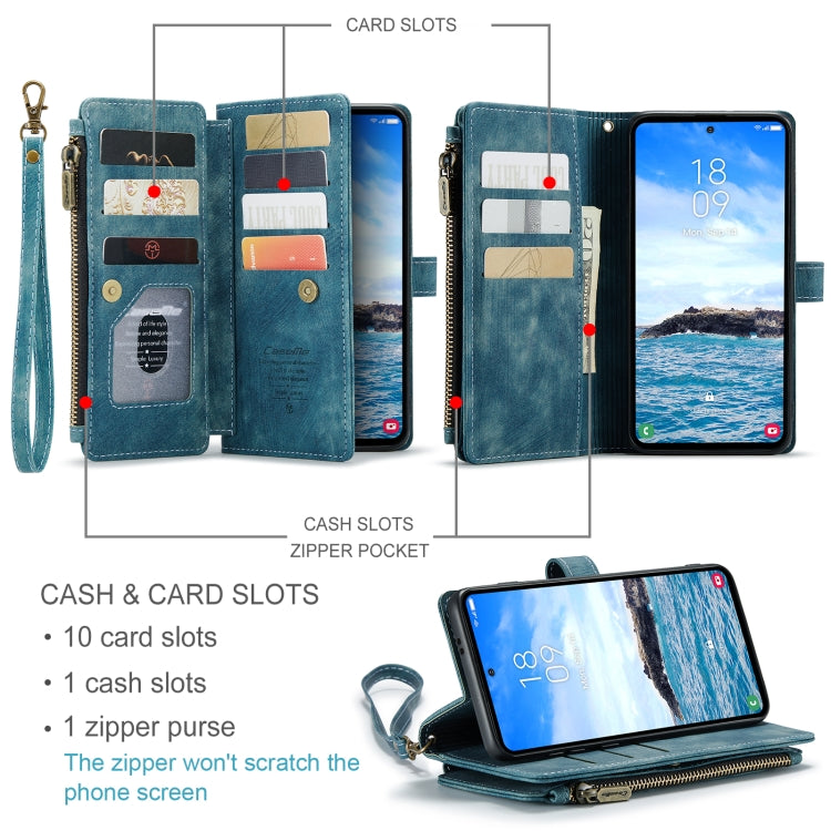 For Samsung Galaxy S24+ 5G CaseMe C30 Card Slots Zipper Wallet Leather Phone Case(Blue) - Galaxy S24+ 5G Cases by CaseMe | Online Shopping South Africa | PMC Jewellery | Buy Now Pay Later Mobicred