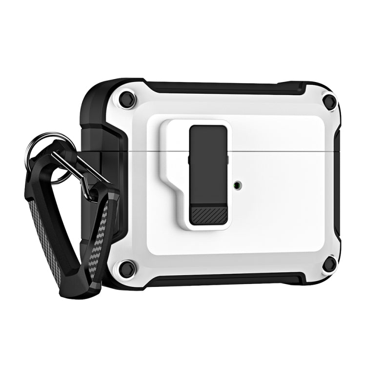 For AirPods Pro 2 TPU + PC Wireless Bluetooth Earphone Protective Case with Switch Lock & Hook(White) - For AirPods Pro 2 by PMC Jewellery | Online Shopping South Africa | PMC Jewellery | Buy Now Pay Later Mobicred