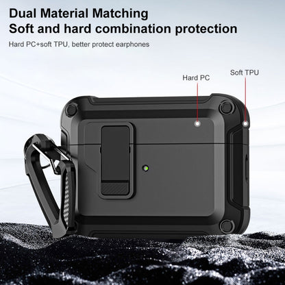 For AirPods Pro 2 TPU + PC Wireless Bluetooth Earphone Protective Case with Switch Lock & Hook(Black) - For AirPods Pro 2 by PMC Jewellery | Online Shopping South Africa | PMC Jewellery