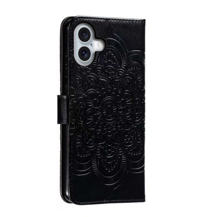 For iPhone 16 Plus Mandala Embossing Pattern Horizontal Flip Leather Phone Case(Black) - iPhone 16 Plus Cases by PMC TechLife | Online Shopping South Africa | PMC TechLife | Buy Now Pay Later Mobicred