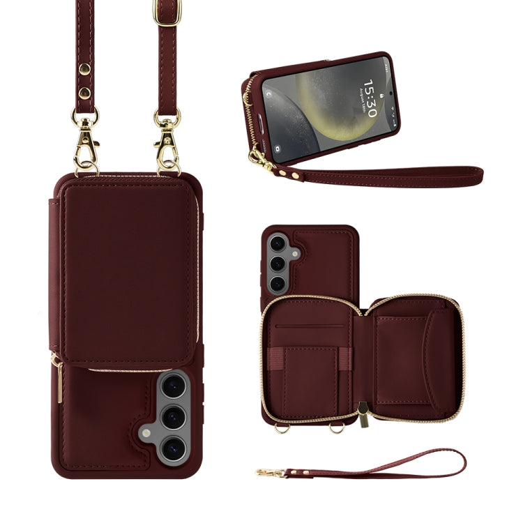 For Samsung Galaxy S24+ 5G Multifunctional Zipper Wallet RFID Phone Leather Case(Wine Red) - Galaxy S24+ 5G Cases by PMC Jewellery | Online Shopping South Africa | PMC Jewellery | Buy Now Pay Later Mobicred