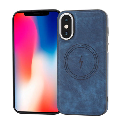 For iPhone XS /X Side PU Hybrid TPU Magsafe Phone Case(Blue) - More iPhone Cases by PMC Jewellery | Online Shopping South Africa | PMC Jewellery