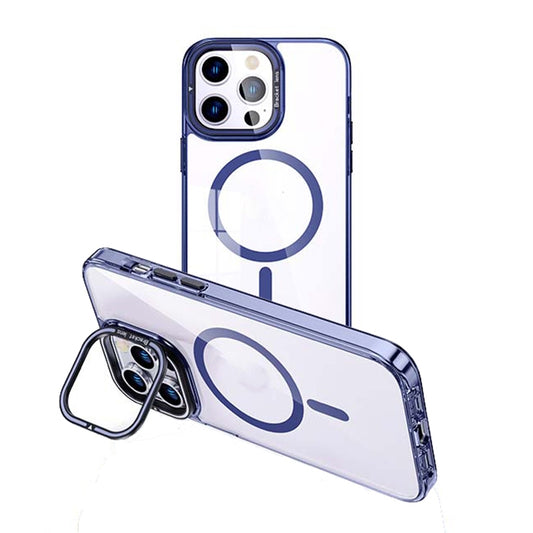 For iPhone 14 Pro Max MagSafe Magnetic Invisible Holder Transparent Phone Case(Blue) - iPhone 14 Pro Max Cases by PMC Jewellery | Online Shopping South Africa | PMC Jewellery