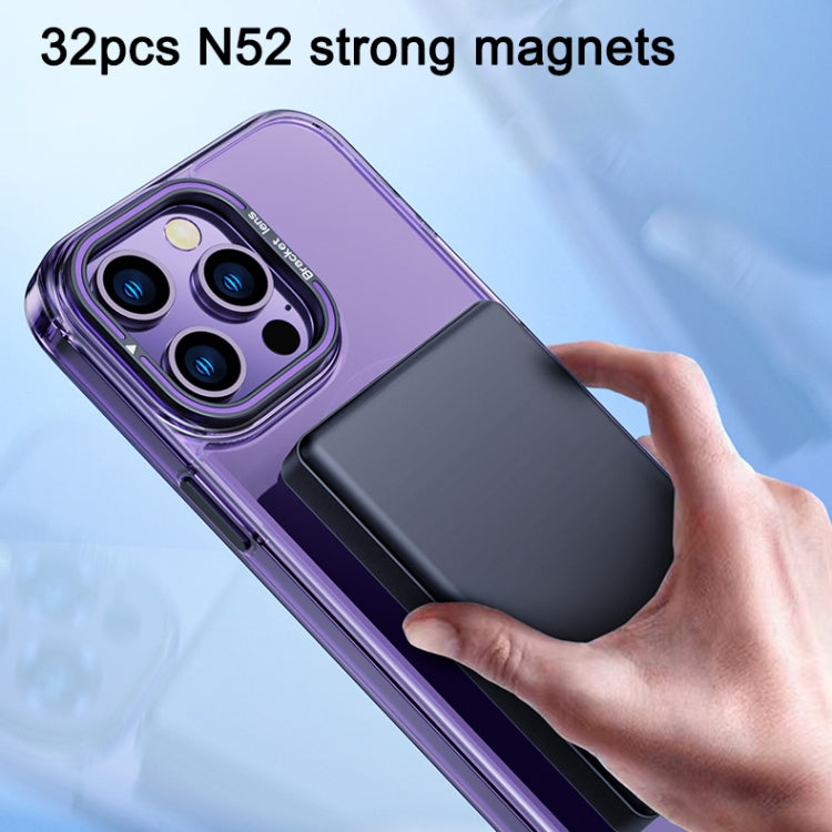 For iPhone 14 Plus MagSafe Magnetic Invisible Holder Transparent Phone Case(Purple) - iPhone 14 Plus Cases by PMC Jewellery | Online Shopping South Africa | PMC Jewellery