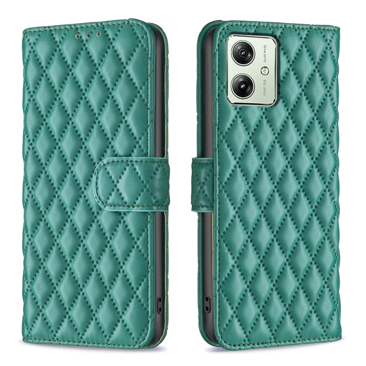 For Motorola Moto G54 5G EU Edition Diamond Lattice Wallet Flip Leather Phone Case(Green) - Motorola Cases by PMC Jewellery | Online Shopping South Africa | PMC Jewellery | Buy Now Pay Later Mobicred