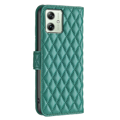 For Motorola Moto G54 5G EU Edition Diamond Lattice Wallet Flip Leather Phone Case(Green) - Motorola Cases by PMC Jewellery | Online Shopping South Africa | PMC Jewellery | Buy Now Pay Later Mobicred