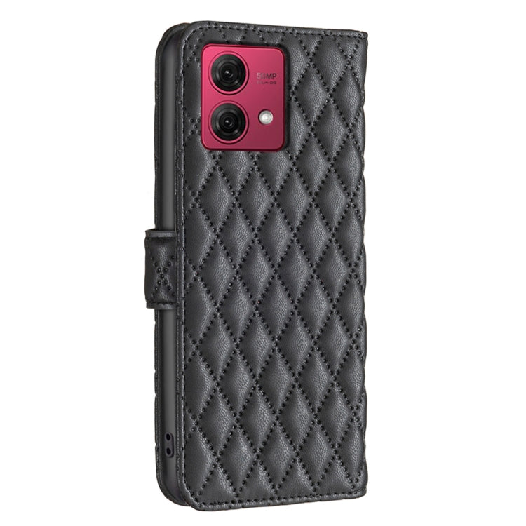 For Motorola Moto G84 Diamond Lattice Wallet Flip Leather Phone Case(Black) - Motorola Cases by PMC Jewellery | Online Shopping South Africa | PMC Jewellery | Buy Now Pay Later Mobicred