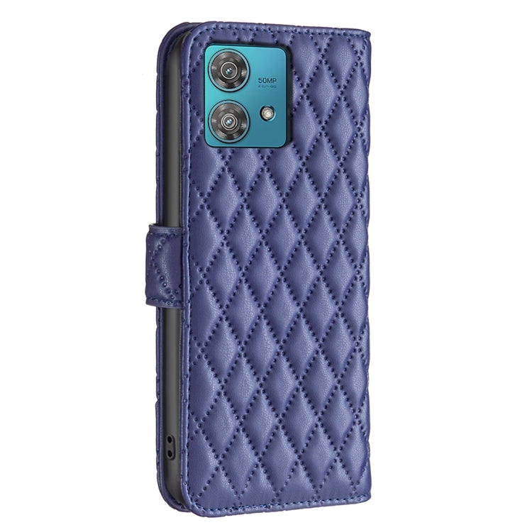 For Motorola Edge 40 Neo Diamond Lattice Wallet Flip Leather Phone Case(Blue) - Motorola Cases by PMC Jewellery | Online Shopping South Africa | PMC Jewellery | Buy Now Pay Later Mobicred