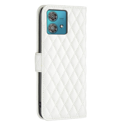 For Motorola Edge 40 Neo Diamond Lattice Wallet Flip Leather Phone Case(White) - Motorola Cases by PMC Jewellery | Online Shopping South Africa | PMC Jewellery | Buy Now Pay Later Mobicred