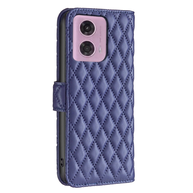 For Motorola Moto G34 5G Diamond Lattice Wallet Flip Leather Phone Case(Blue) - Motorola Cases by PMC Jewellery | Online Shopping South Africa | PMC Jewellery