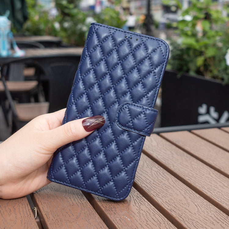 For Motorola Moto G34 5G Diamond Lattice Wallet Flip Leather Phone Case(Blue) - Motorola Cases by PMC Jewellery | Online Shopping South Africa | PMC Jewellery