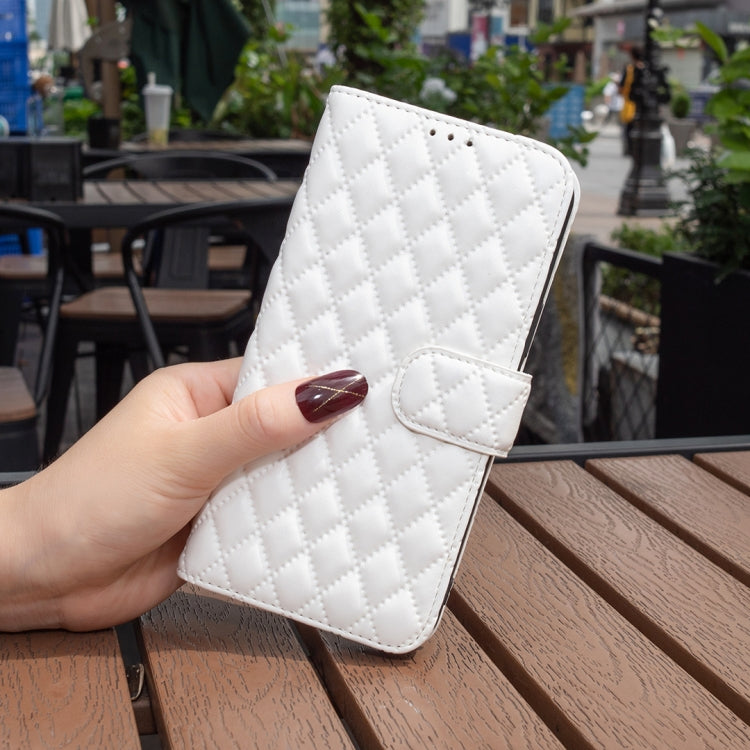 For Motorola Moto G34 5G Diamond Lattice Wallet Flip Leather Phone Case(White) - Motorola Cases by PMC Jewellery | Online Shopping South Africa | PMC Jewellery | Buy Now Pay Later Mobicred