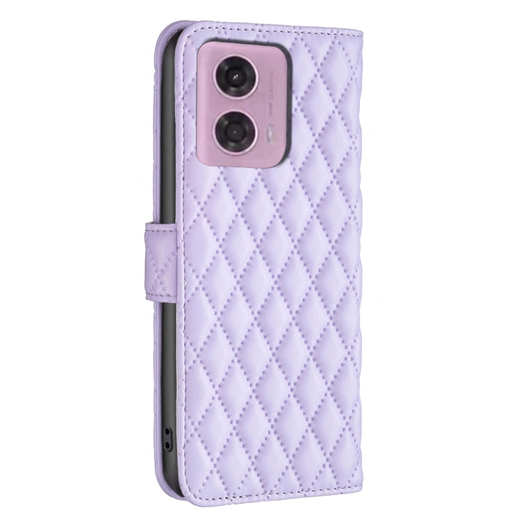 For Motorola Moto G34 5G Diamond Lattice Wallet Flip Leather Phone Case(Purple) - Motorola Cases by PMC Jewellery | Online Shopping South Africa | PMC Jewellery | Buy Now Pay Later Mobicred