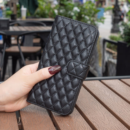 For Motorola Moto G34 5G Diamond Lattice Wallet Flip Leather Phone Case(Black) - Motorola Cases by PMC Jewellery | Online Shopping South Africa | PMC Jewellery | Buy Now Pay Later Mobicred