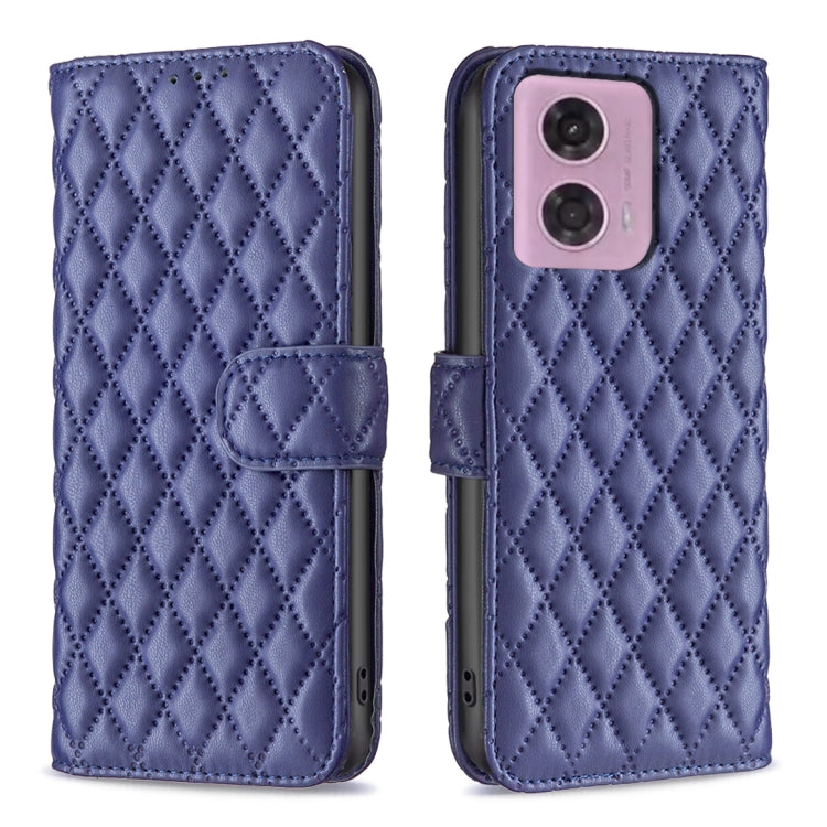 For Motorola Moto G24 Diamond Lattice Wallet Flip Leather Phone Case(Blue) - Motorola Cases by PMC Jewellery | Online Shopping South Africa | PMC Jewellery | Buy Now Pay Later Mobicred