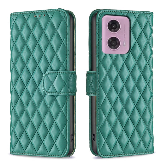 For Motorola Moto G24 Diamond Lattice Wallet Flip Leather Phone Case(Green) - Motorola Cases by PMC Jewellery | Online Shopping South Africa | PMC Jewellery | Buy Now Pay Later Mobicred