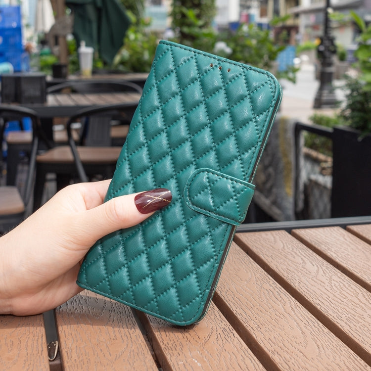 For Motorola Moto G24 Diamond Lattice Wallet Flip Leather Phone Case(Green) - Motorola Cases by PMC Jewellery | Online Shopping South Africa | PMC Jewellery | Buy Now Pay Later Mobicred