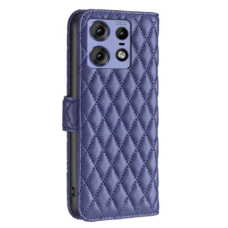 For Motorola Edge 50 Pro 5G Diamond Lattice Wallet Flip Leather Phone Case(Blue) - Motorola Cases by PMC Jewellery | Online Shopping South Africa | PMC Jewellery | Buy Now Pay Later Mobicred