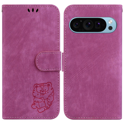 For Google Pixel 9 Pro Little Tiger Embossed Leather Phone Case(Rose Red) - Google Cases by PMC Jewellery | Online Shopping South Africa | PMC Jewellery | Buy Now Pay Later Mobicred