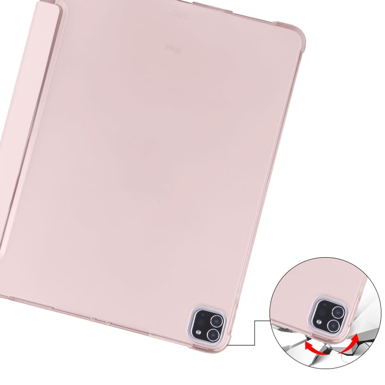 For iPad Air 13 2024 / iPad Pro 12.9 (2020) / iPad Pro 12.9(2018) 3-folding Horizontal Flip PU Leather + Shockproof TPU Tablet Case with Holder & Pen Slot(Pink) - iPad Pro 12.9 (2020) Cases by PMC Jewellery | Online Shopping South Africa | PMC Jewellery | Buy Now Pay Later Mobicred