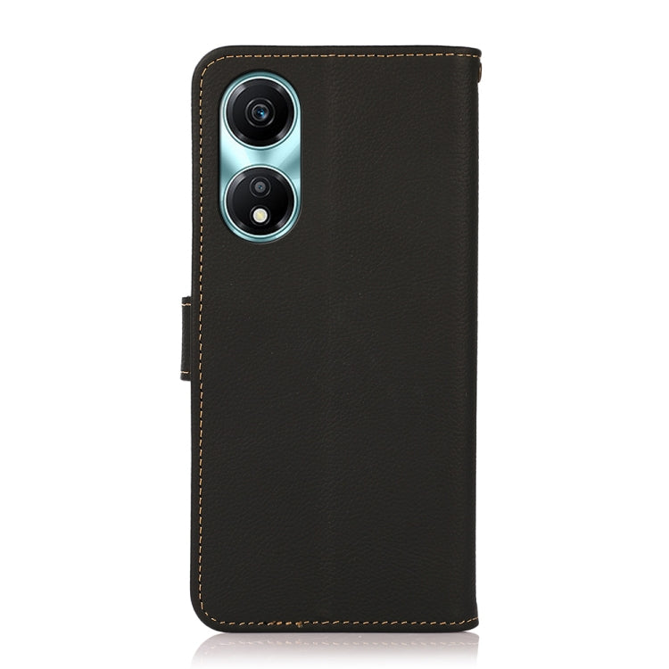 For Honor X5 Plus KHAZNEH Custer Genuine Leather RFID Phone Case(Black) - Honor Cases by PMC TechLife | Online Shopping South Africa | PMC TechLife | Buy Now Pay Later Mobicred