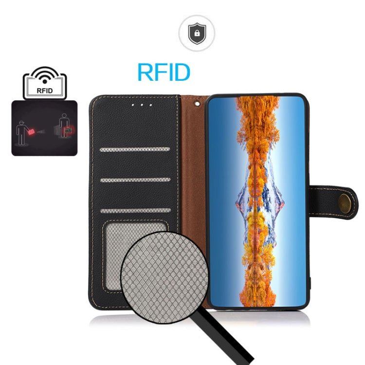 For Honor X5 Plus KHAZNEH Custer Genuine Leather RFID Phone Case(Black) - Honor Cases by PMC TechLife | Online Shopping South Africa | PMC TechLife | Buy Now Pay Later Mobicred