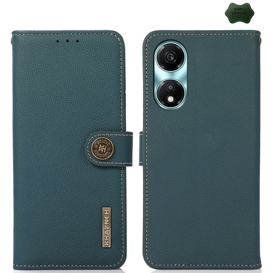 For Honor X5 Plus KHAZNEH Custer Genuine Leather RFID Phone Case(Green) - Honor Cases by PMC Jewellery | Online Shopping South Africa | PMC Jewellery | Buy Now Pay Later Mobicred