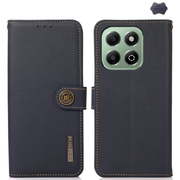 For Honor X6b KHAZNEH Custer Genuine Leather RFID Phone Case(Blue) - Honor Cases by PMC TechLife | Online Shopping South Africa | PMC TechLife | Buy Now Pay Later Mobicred