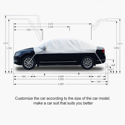 Car Half-cover Car Clothing Sunscreen Heat Insulation Sun Nisor, Plus Cotton Size: 4.3×1.8×1.5m - Window Foils & Solar Protection by PMC Jewellery | Online Shopping South Africa | PMC Jewellery | Buy Now Pay Later Mobicred