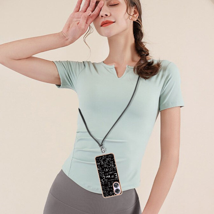 For OPPO A78 / A58 Electroplating Dual-side IMD Phone Case with Lanyard(Equation) - OPPO Cases by PMC TechLife | Online Shopping South Africa | PMC TechLife