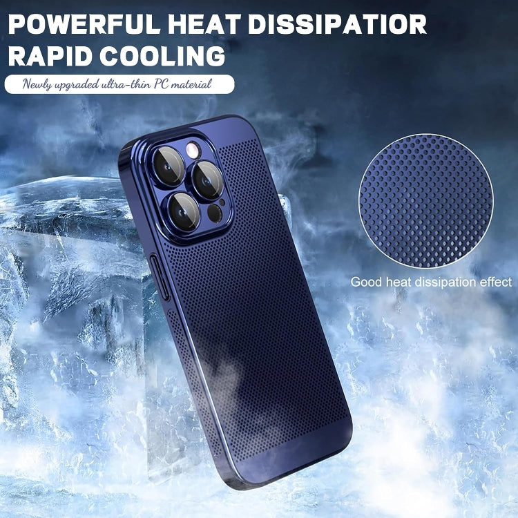 For iPhone 14 Fine Mesh Cooling Phone Case(Blue) - iPhone 14 Cases by PMC Jewellery | Online Shopping South Africa | PMC Jewellery | Buy Now Pay Later Mobicred