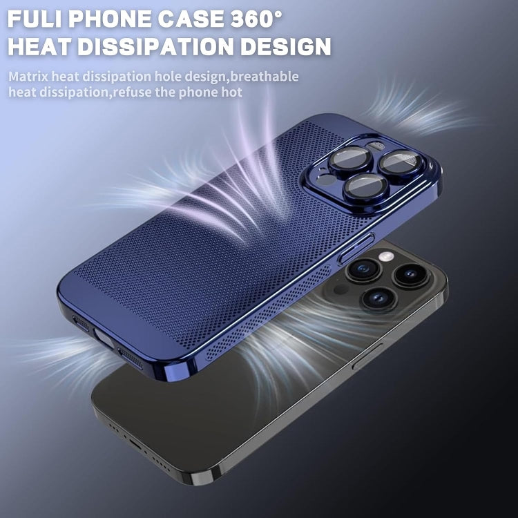 For iPhone 14 Fine Mesh Cooling Phone Case(Blue) - iPhone 14 Cases by PMC Jewellery | Online Shopping South Africa | PMC Jewellery | Buy Now Pay Later Mobicred