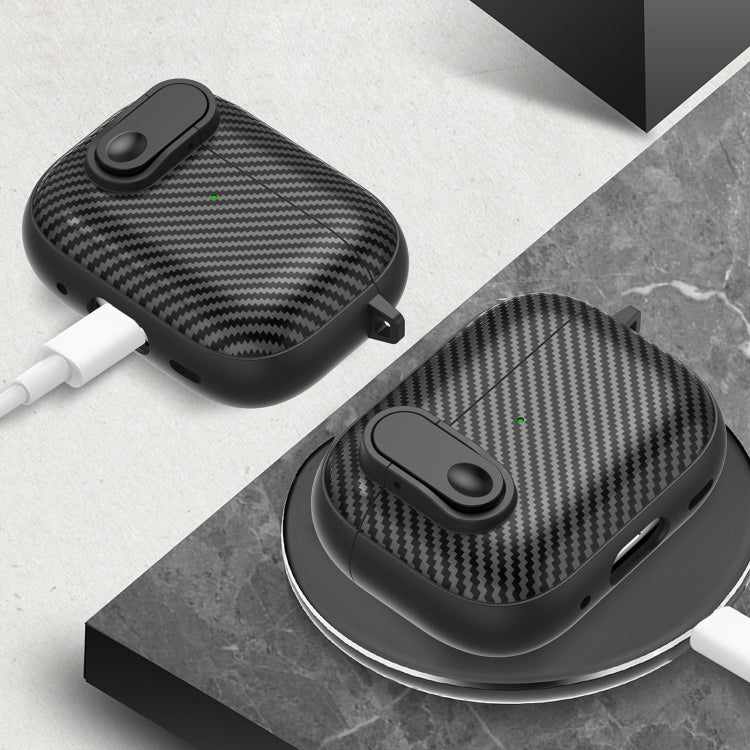 For AirPods 3 Carbon Fiber Texture Wireless Earphones Case with Security Lock(Red) - For AirPods 3 by PMC Jewellery | Online Shopping South Africa | PMC Jewellery | Buy Now Pay Later Mobicred