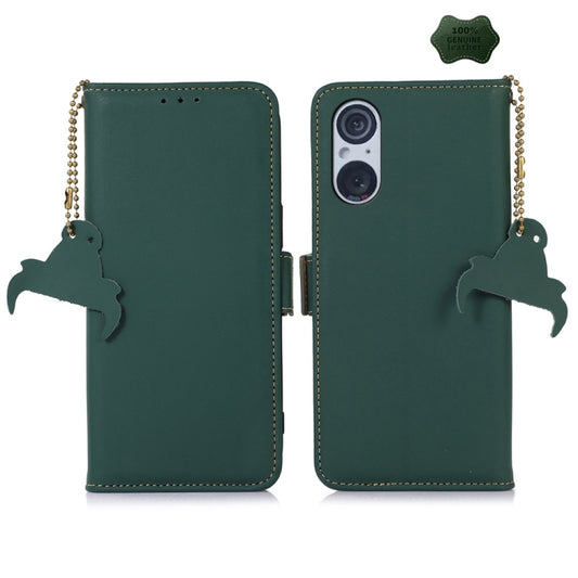 For Sony Xperia 5 V Genuine Leather Magnetic RFID Leather Phone Case(Green) - Sony Cases by PMC Jewellery | Online Shopping South Africa | PMC Jewellery | Buy Now Pay Later Mobicred