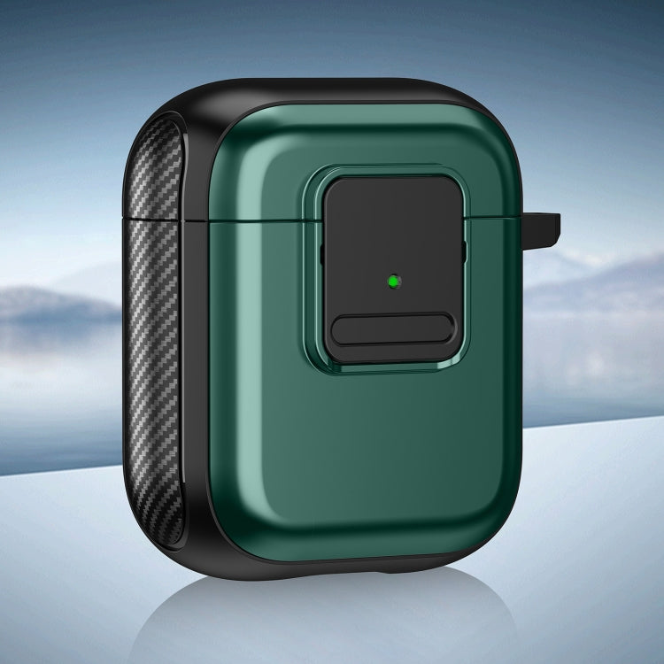For AirPods 2 / 1 TPU + PC Wireless Earphones Case with Magnetic Switch(Green) - For AirPods 1/2 by PMC Jewellery | Online Shopping South Africa | PMC Jewellery | Buy Now Pay Later Mobicred