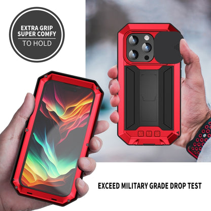 For iPhone 15 Pro R-JUST Sliding Camera IP54 Life Waterproof Holder Phone Case(Red) - iPhone 15 Pro Cases by R-JUST | Online Shopping South Africa | PMC Jewellery | Buy Now Pay Later Mobicred